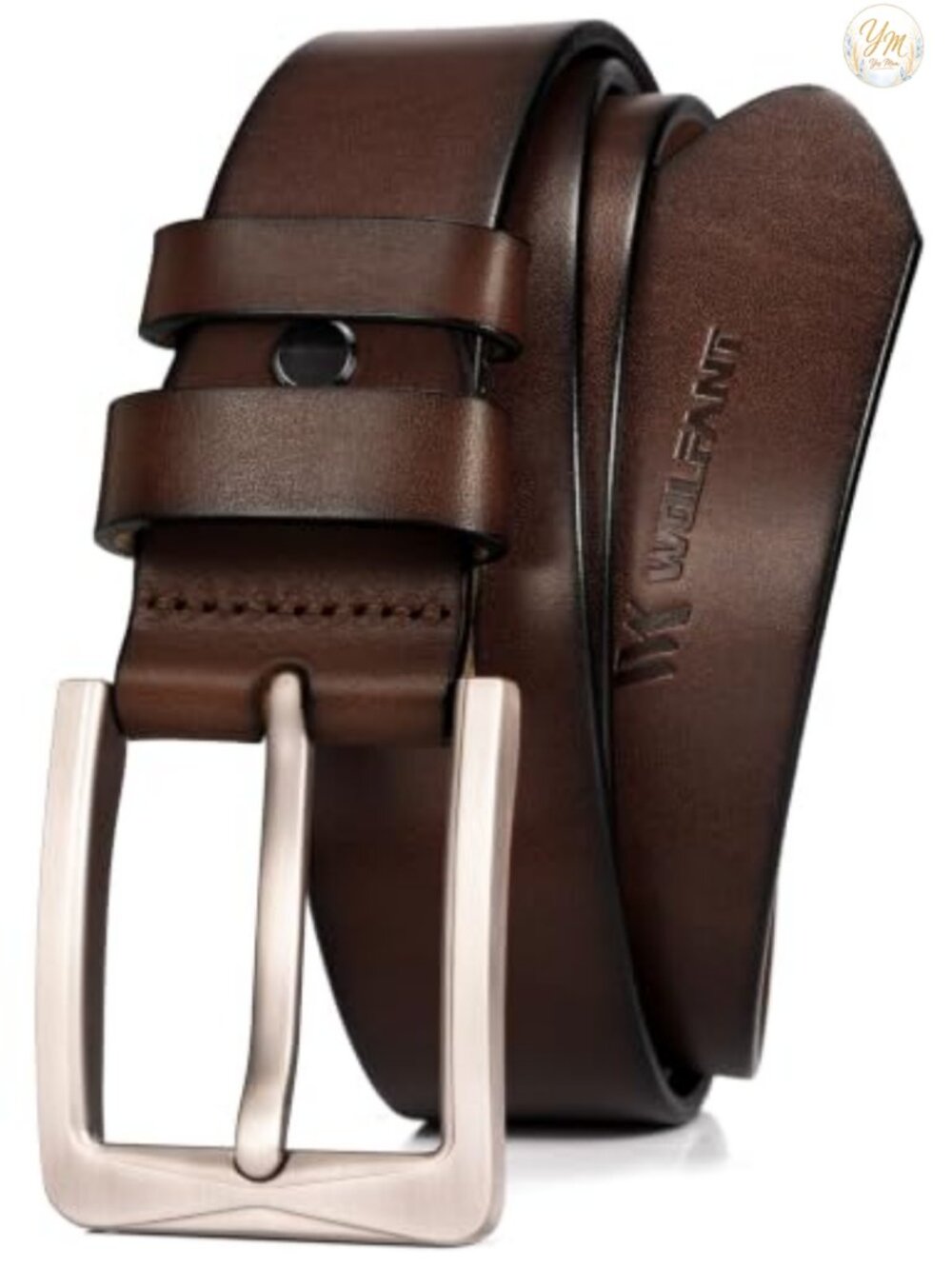 Full Grain Italian Leather Men's Belt 1.5" Adjustable Buckle Solid